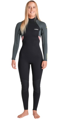 2026 C-Skins Womens Nuwave Element 3/2mm Back Zip Wetsuit C-NEL32STW - Black / Forest Green / Rose
